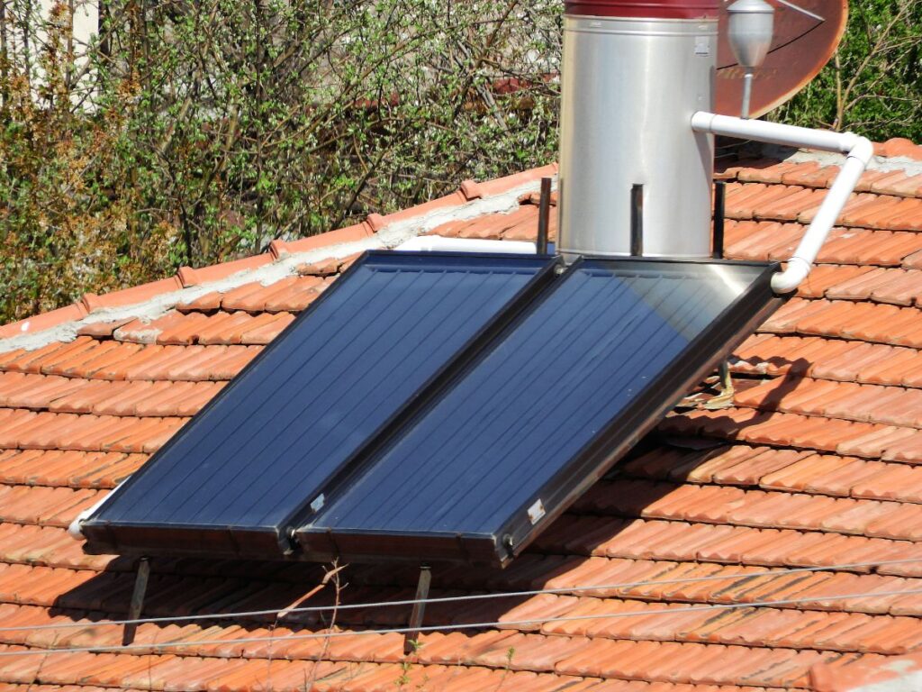 solar hot water system installed on a roof